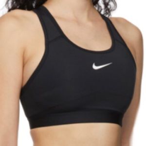 EUC NIKE BLACK SWOOSH RACERBACK SPORTS BRA TOP SIZE MEDIUM